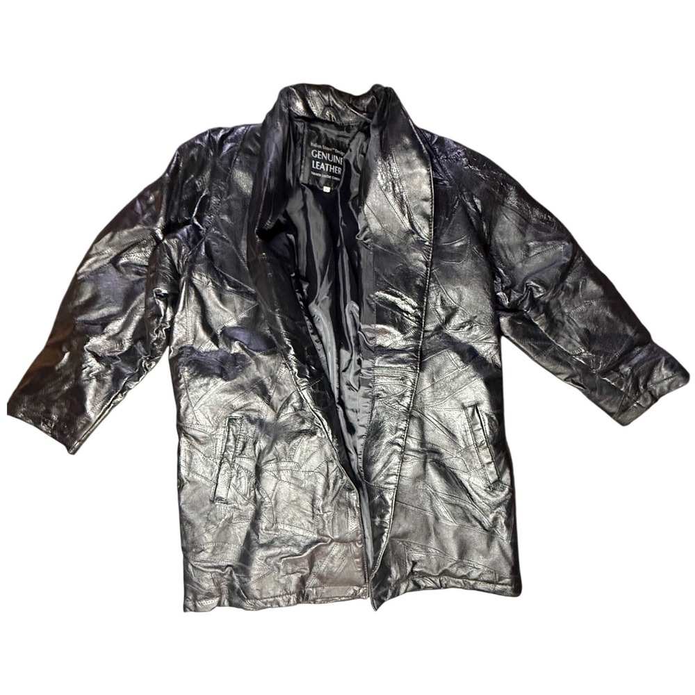 Italian Stone Design Navarre Leather Patchwork Jacket Black XL Genuine Leather
